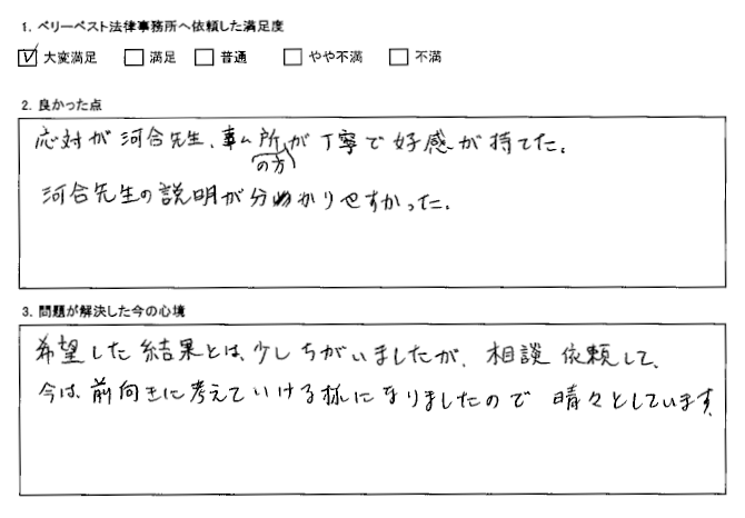 前向きに考えていける様になりましたので、晴々としています